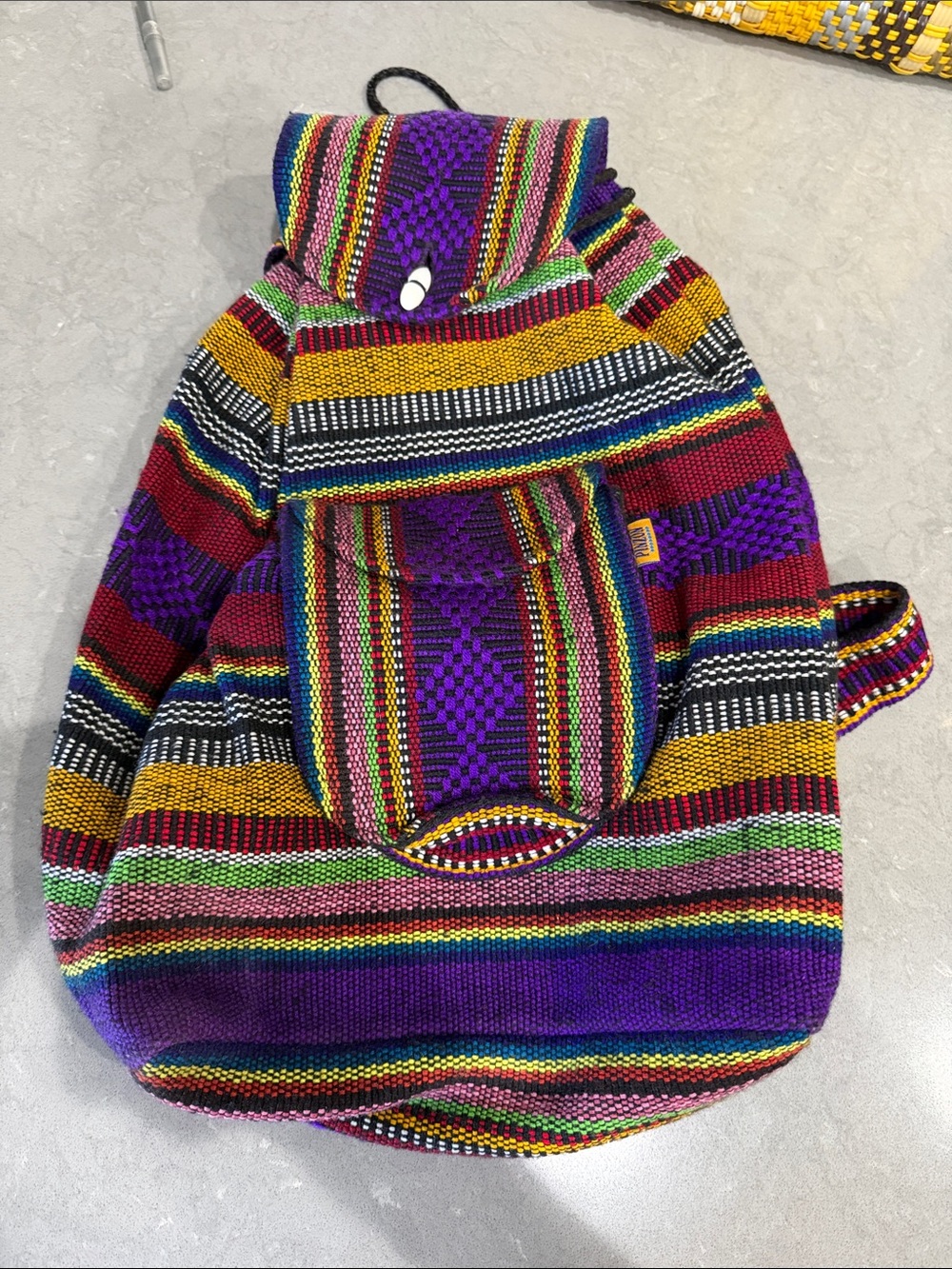 Handwoven Multicolor Striped Women’s Backpack - Purple Accent